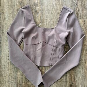 Abercrombie & Fitch Light Brown Long Sleeve Crop Top